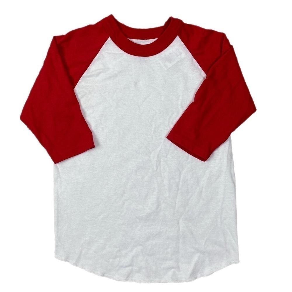 SOFFE Boys’ Colorblock Raglan T-Shirt White/Red Size Small (8)